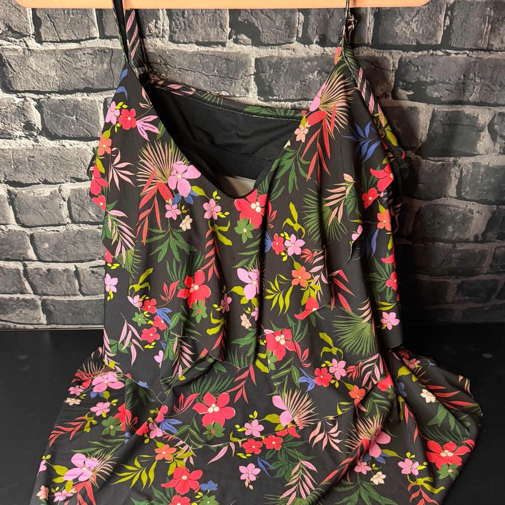 Floral Black Swimsuit Top Only